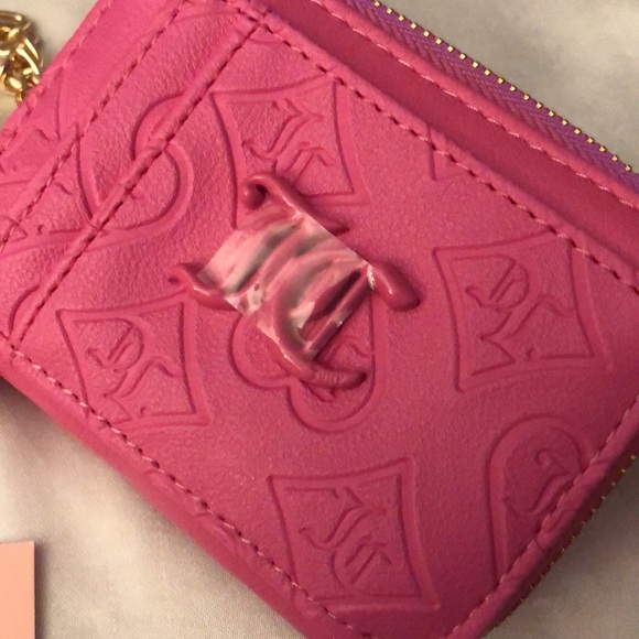 Juicy Couture Juicy Pink Good Times Square Zip Card Case Chain Wrist Strap NWT - Picture 13 of 13